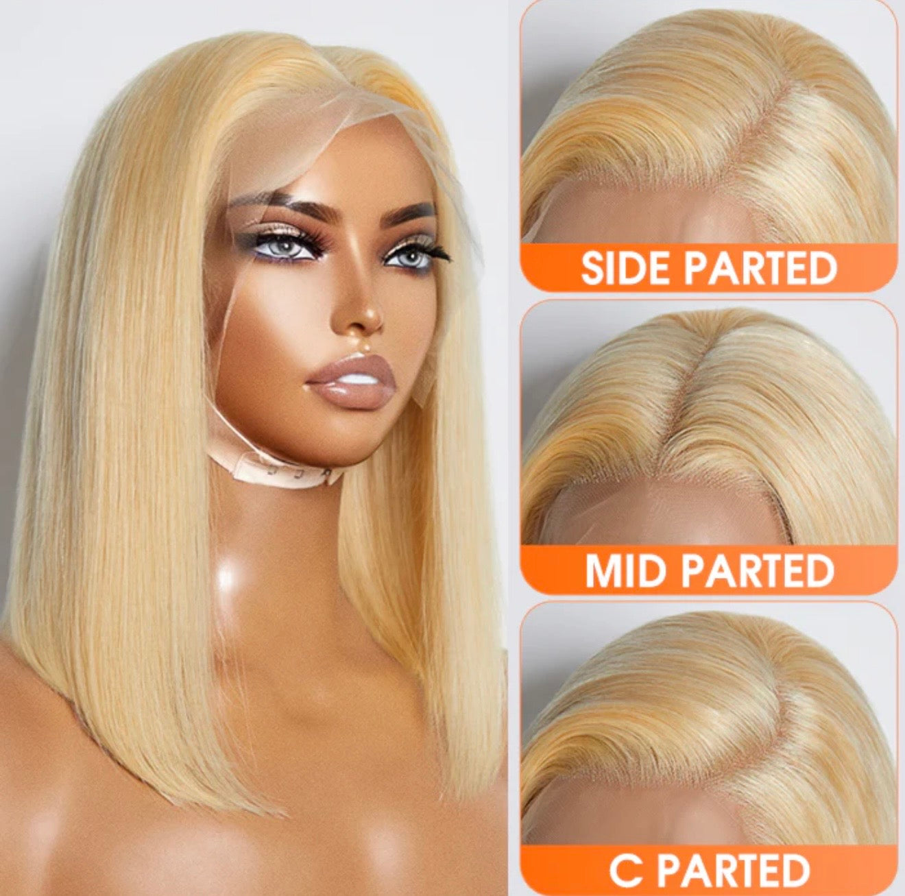10-14 Inch Pre-Plucked 13"x4" #613 Straight Bob Lace Frontal Wig 150% Density