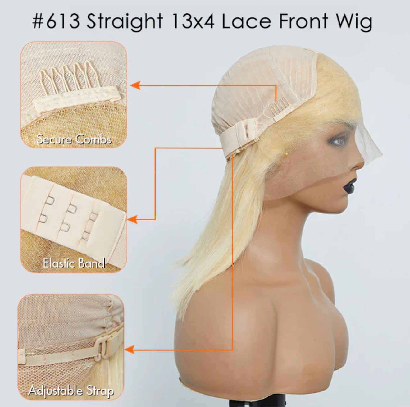 10-14 Inch Pre-Plucked 13"x4" #613 Straight Bob Lace Frontal Wig 150% Density