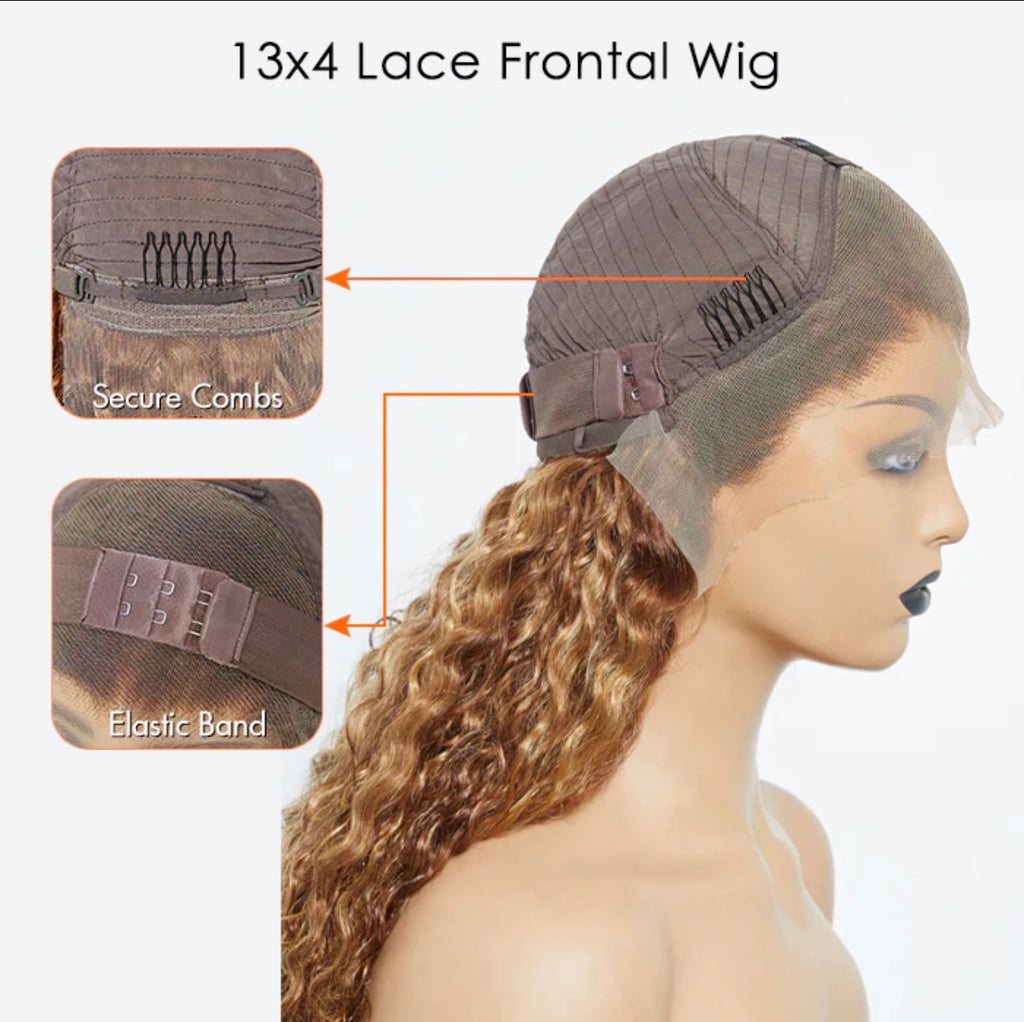 Colored Wigs| 22-24 Inch Pre-Plucked 13"X4" Lace Front Water Wavy Wig Free Part 150% Density-100% Human Hair