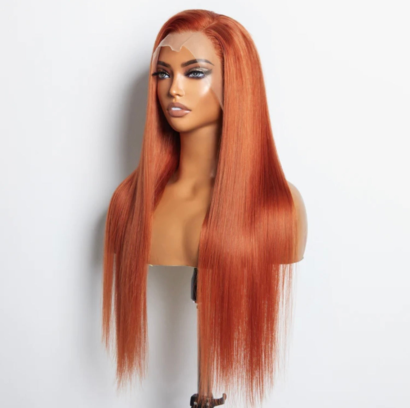24 Inches Ginger 13"X4" Lace Front Straight Wig Pre-Plucked Free Part 150% Density-100% Human Hair