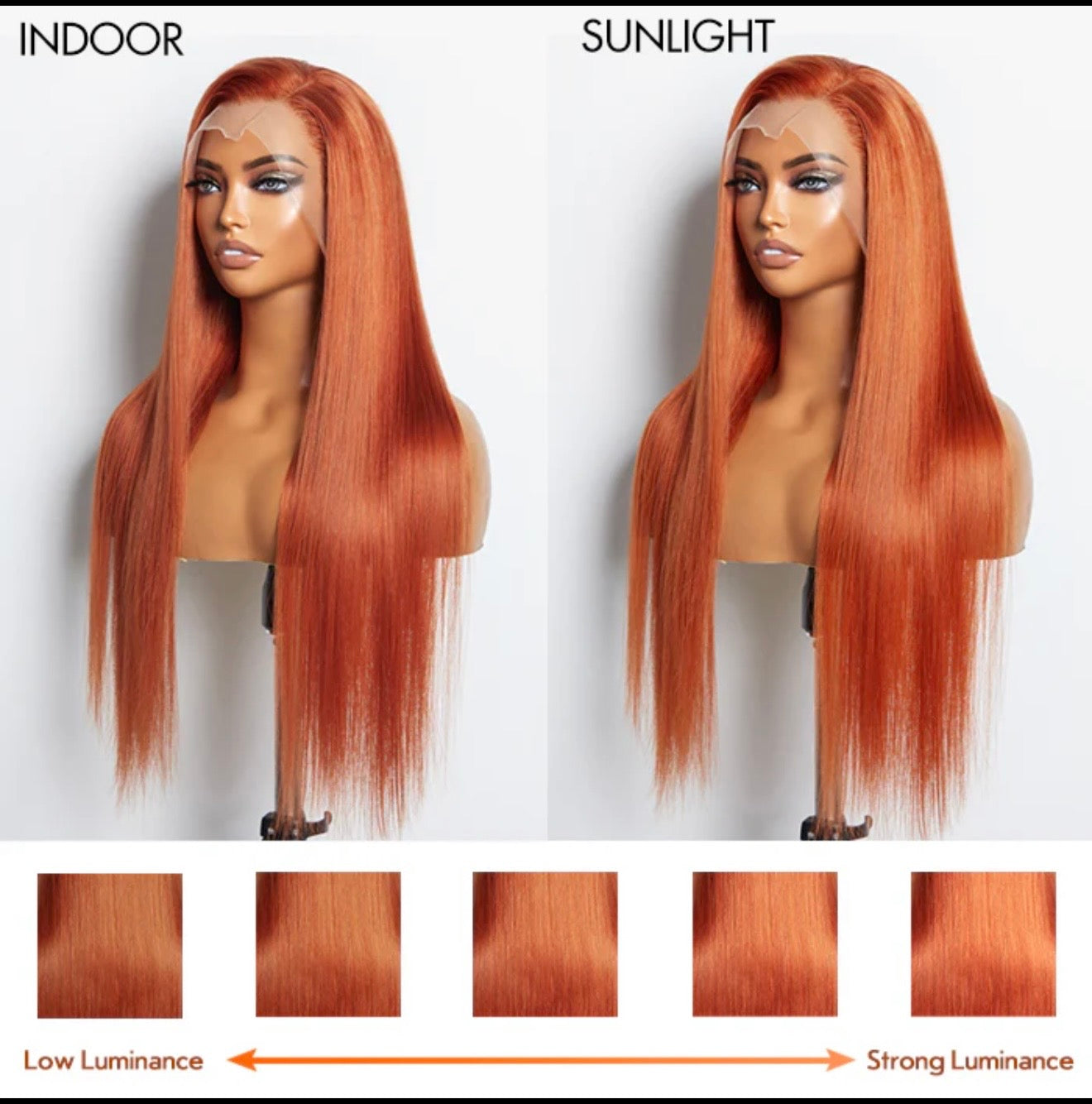 24 Inches Ginger 13"X4" Lace Front Straight Wig Pre-Plucked Free Part 150% Density-100% Human Hair