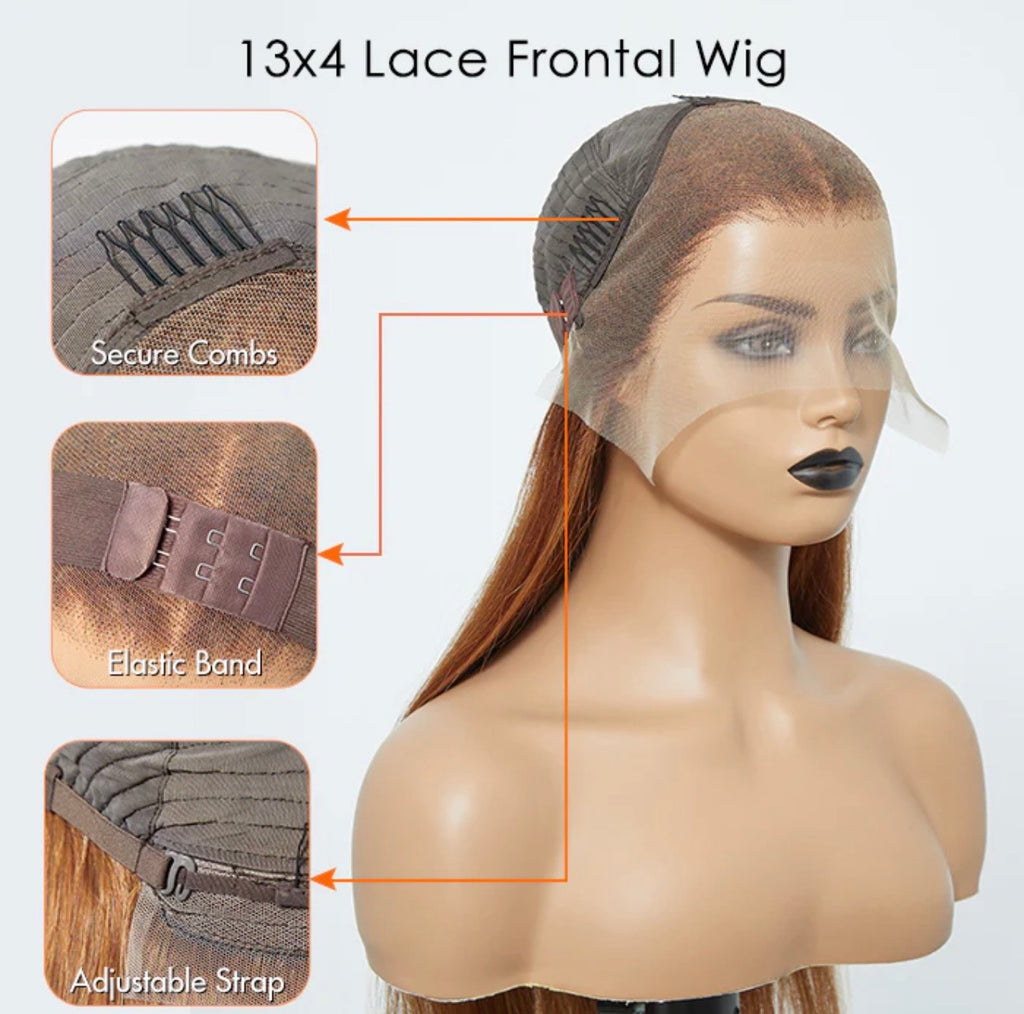 Colored Wigs / 18-24 Inch Pre-Plucked 13"X4" Lace Front Straight Wig Free Part 150% Density-100% Human Hair