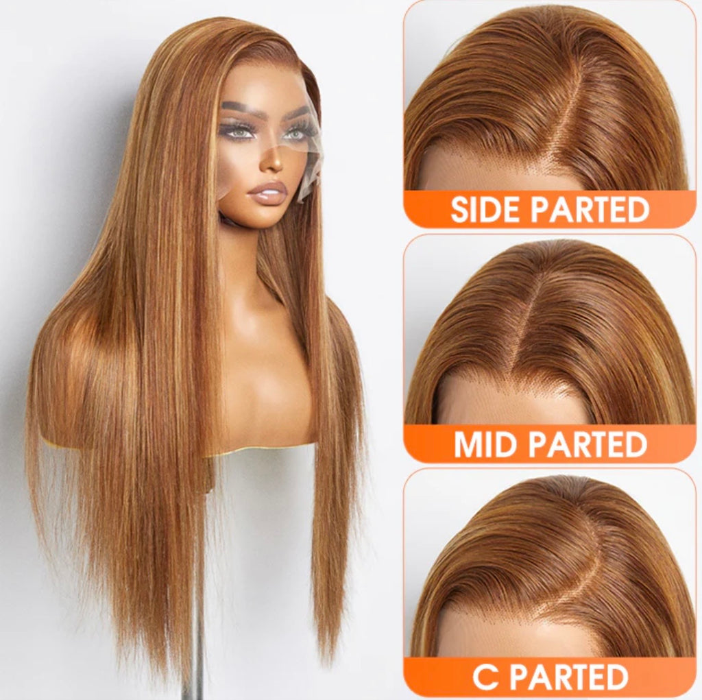 Colored Wigs / 18-24 Inch Pre-Plucked 13"X4" Lace Front Straight Wig Free Part 150% Density-100% Human Hair