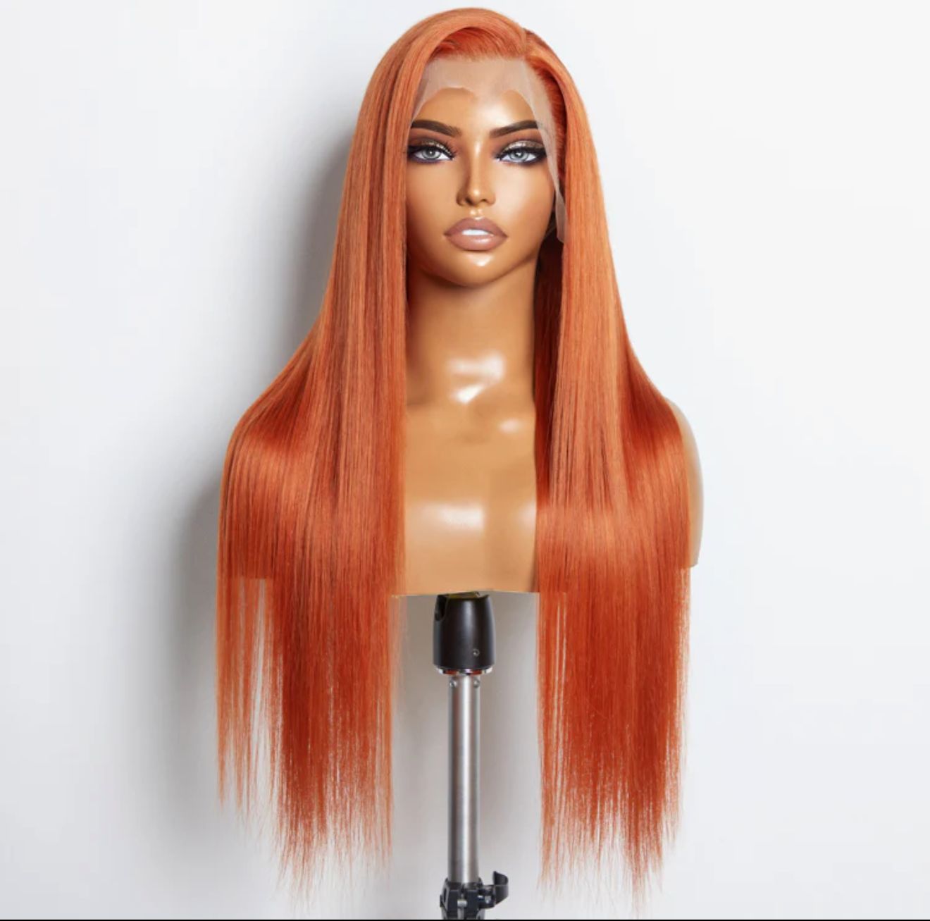 24 Inches Ginger 13"X4" Lace Front Straight Wig Pre-Plucked Free Part 150% Density-100% Human Hair